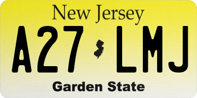 NJ license plate A27LMJ