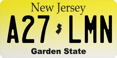 NJ license plate A27LMN