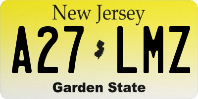 NJ license plate A27LMZ