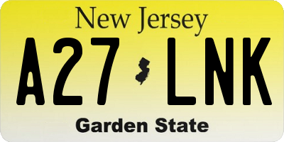 NJ license plate A27LNK