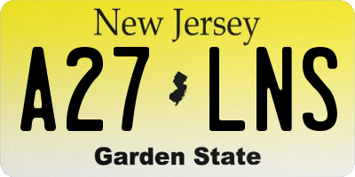 NJ license plate A27LNS