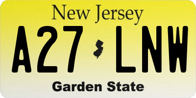NJ license plate A27LNW