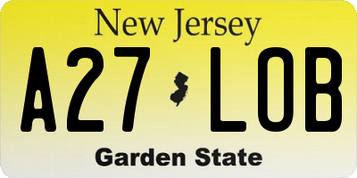 NJ license plate A27LOB