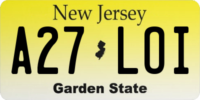 NJ license plate A27LOI