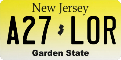 NJ license plate A27LOR