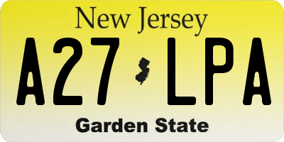 NJ license plate A27LPA