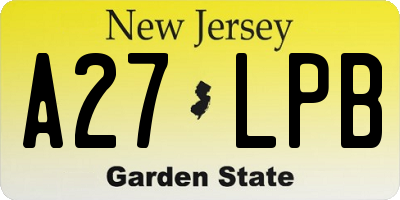 NJ license plate A27LPB