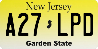 NJ license plate A27LPD