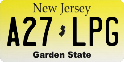 NJ license plate A27LPG