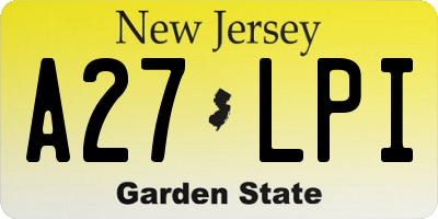 NJ license plate A27LPI