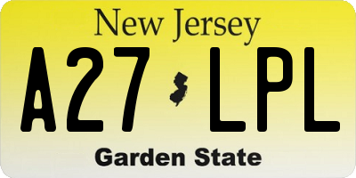 NJ license plate A27LPL