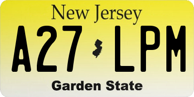 NJ license plate A27LPM