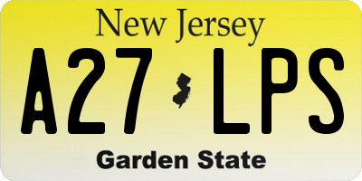 NJ license plate A27LPS