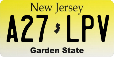 NJ license plate A27LPV