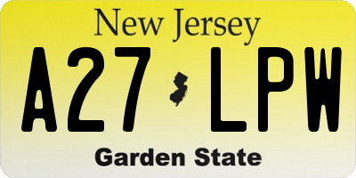 NJ license plate A27LPW