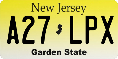 NJ license plate A27LPX