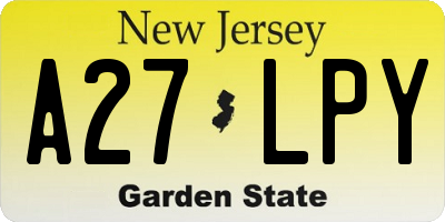 NJ license plate A27LPY