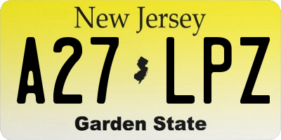NJ license plate A27LPZ