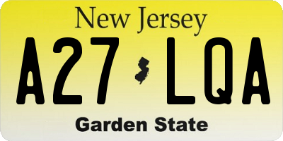 NJ license plate A27LQA
