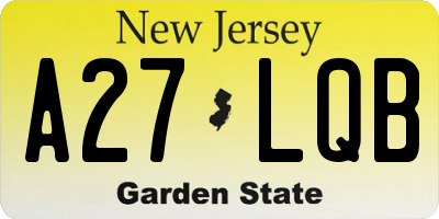 NJ license plate A27LQB
