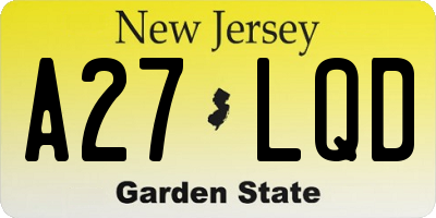 NJ license plate A27LQD