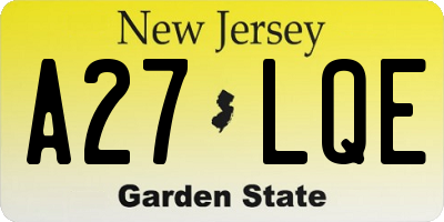 NJ license plate A27LQE