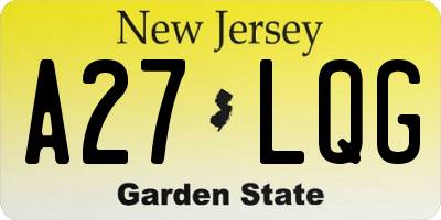 NJ license plate A27LQG