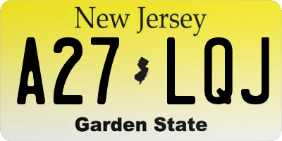 NJ license plate A27LQJ