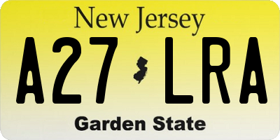 NJ license plate A27LRA