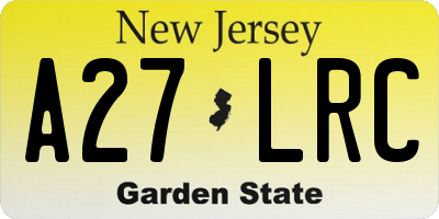 NJ license plate A27LRC