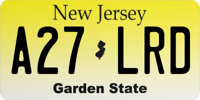NJ license plate A27LRD