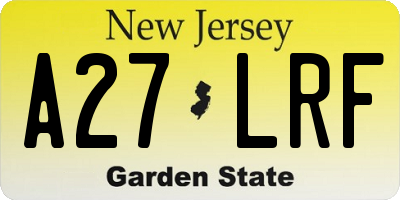 NJ license plate A27LRF