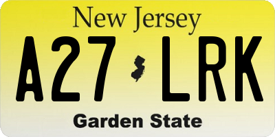NJ license plate A27LRK