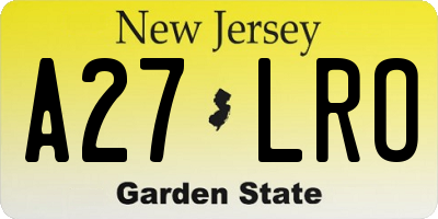 NJ license plate A27LRO