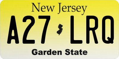 NJ license plate A27LRQ
