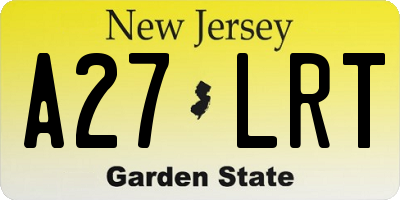 NJ license plate A27LRT
