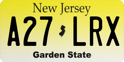 NJ license plate A27LRX