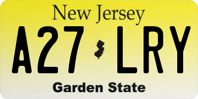 NJ license plate A27LRY