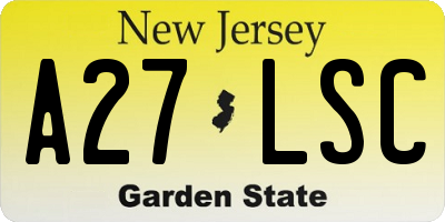 NJ license plate A27LSC