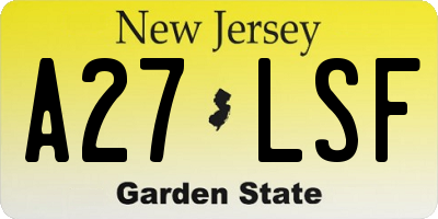 NJ license plate A27LSF