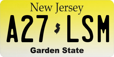 NJ license plate A27LSM