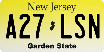 NJ license plate A27LSN