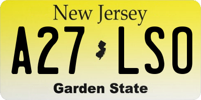 NJ license plate A27LSO