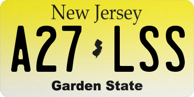 NJ license plate A27LSS