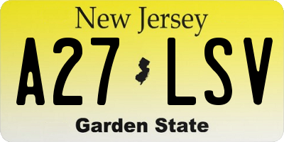 NJ license plate A27LSV