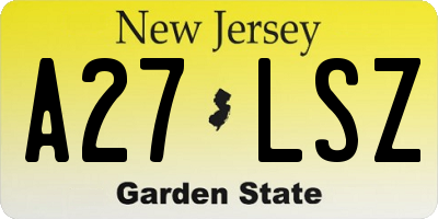 NJ license plate A27LSZ