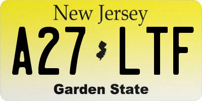 NJ license plate A27LTF