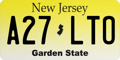 NJ license plate A27LTO