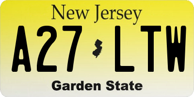 NJ license plate A27LTW