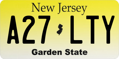 NJ license plate A27LTY